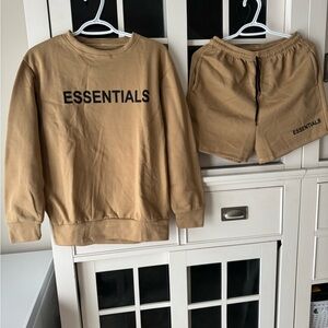 Tan Sweatshirt and Shorts Set